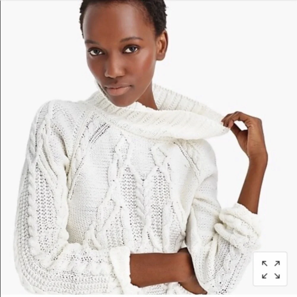 The Reeds x J. Crew white cable knit turtleneck sweater, Medium - Picture 1 of 9